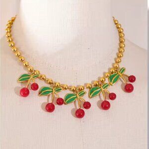 La Cherie Cherry 18K Gold Stainless Steel Waterproof Necklace